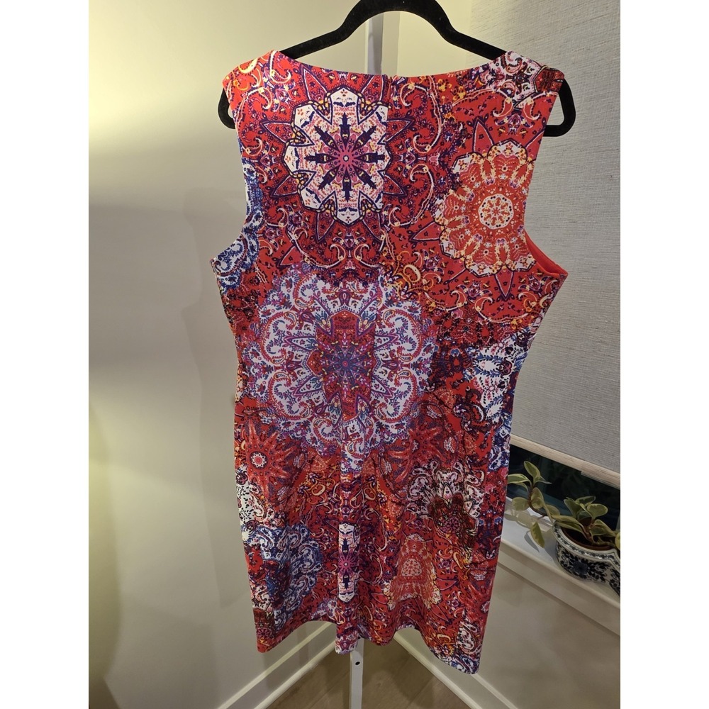 Fuschia Multicolor Floral Womens Sz 12 Shift Dress Sleeveless Boho Knee Length - Picture 10 of 16